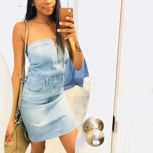 Denim strapless dress